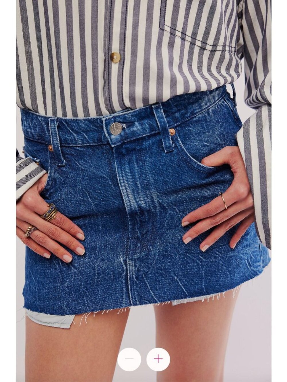 MOTHER Fun Dip Micro Mini Denim Skirt Womens 25 NWT Raw Hem Snap Crackle Pop NEW - Picture 12 of 16